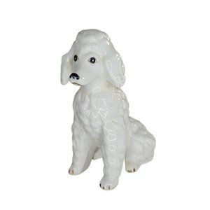 Vintage White Poodle Figurine Sitting Bone China